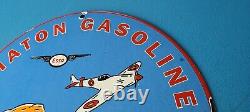 Vintage Esso Gasoline Porcelain Aviation Service Station Gas Oil Pump Plate Sign