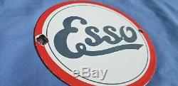 Vintage Esso Gasoline Porcelain Gas Motor Oil 6 Service Station Pump Plate Sign