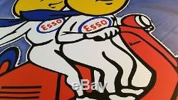 Vintage Esso Gasoline Porcelain Gas Motor Service Station Pump Plate Ad Sign