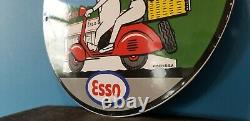 Vintage Esso Gasoline Porcelain Gas Motor Service Station Pump Plate Sign