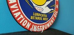 Vintage Esso Gasoline Porcelain Gas Oil Service Station Aviation Pump Sign