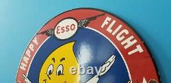 Vintage Esso Gasoline Porcelain Gas Oil Service Station Aviation Pump Sign