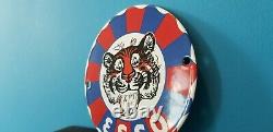 Vintage Esso Gasoline Porcelain Gas Oil Tiger Service Station Pump Plate 6 Sign