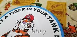 Vintage Esso Gasoline Porcelain Gas Oil Tiger Tank Service Station Pump Sign 12