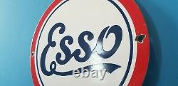 Vintage Esso Gasoline Porcelain Gas Service Station Pump Service Sign