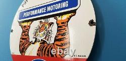 Vintage Esso Gasoline Porcelain Gas Tiger Tank Service Station Pump Sign
