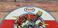 Vintage Esso Gasoline Porcelain Gi Joe American Soldier Gas Service Station Sign
