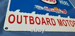 Vintage Esso Gasoline Porcelain Outboard Gas Motor Oil Service Station Pump Sign