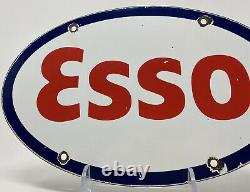 Vintage Esso Gasoline Porcelain Sign Gas Staion Pump Plate Service Station Oil