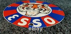 Vintage Esso Gasoline Porcelain Tiger Auto Gas Service Station Pump Plate Sign