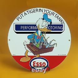 Vintage Esso Gasoline Porcelain Tiger In Yourtank Disney Service Station Sign011