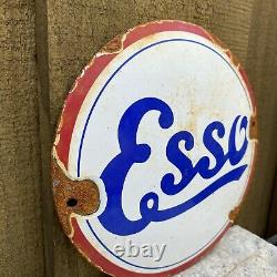 Vintage Esso Porcelain Metal Sign Oil Gas Station 6 Advertising Service Garage
