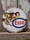 Vintage Esso Porcelain Sign Gas Station Oil Service Tiger 6 Pump Plate Lube Usa
