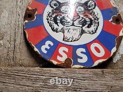 Vintage Esso Porcelain Sign Gas Station Oil Service Tiger In Your Tank 6 Pump
