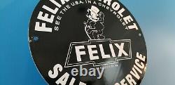 Vintage Felix Cat Chevrolet Porcelain Bow-tie Gas Trucks Service Station Sign