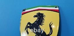 Vintage Ferrari Porcelain Gas Automobile Badge Shield Service Station Door Sign