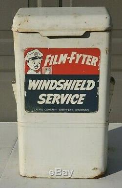Vintage Film-fyter Gas Station Windshield Washing Service Dispenser Calwis Sign