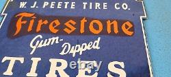 Vintage Firestone Tires Porcelain Gas Gum Dipped Service Station Pump Plate Sign