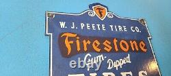 Vintage Firestone Tires Porcelain Gas Gum Dipped Service Station Pump Plate Sign