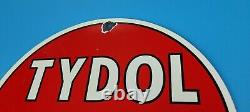 Vintage Flying A Gasoline Porcelain Gas Tydol Service Station Pump Plate Sign