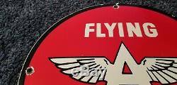 Vintage Flying A Gasoline Porcelain Metal Gas Sign Service Station Pump Plate Ad
