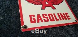 Vintage Flying A Gasoline Porcelain Metal Gas Sign Service Station Pump Plate Ad