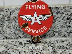 Vintage Flying A Porcelain Sign Tag Topper 5 Gas Filling Station Oil Service