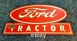 Vintage Ford Automobile Porcelain Gas Tractor Large Heavy Service Station Sign