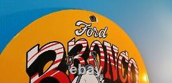 Vintage Ford Motor Co Porcelain Gas Auto Bronco Service Station Sales Pump Sign