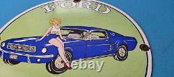 Vintage Ford Motor Co Porcelain Gas Automobile Service Station Pump Mustang Sign