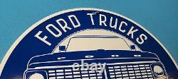 Vintage Ford Motor Co Porcelain Gas Automobile Trucks Service Station Pump Sign
