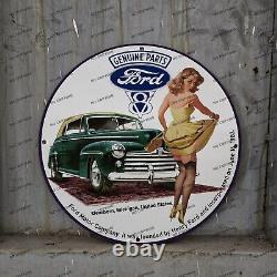 Vintage Ford Motor Oil Porcelain Service Gas Pump Station Man Cave Sign 12'