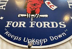 Vintage Ford Motors Porcelain Sign Gas Station Pump Service Atlantic Oil Dealer