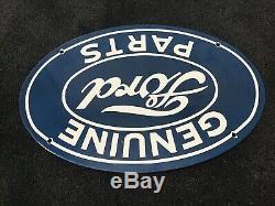 Vintage Ford Porcelain Sign Gas Oil Pump Plate Service Station Rare Motor Dealer