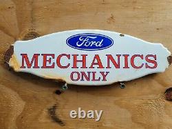 Vintage Ford Porcelain Sign Gas Station Door Plaque Oil Service Mechanics Garage