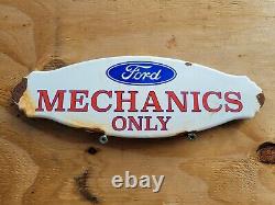 Vintage Ford Porcelain Sign Gas Station Door Plaque Oil Service Mechanics Garage