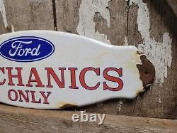 Vintage Ford Porcelain Sign Gas Station Door Plaque Oil Service Mechanics Repair