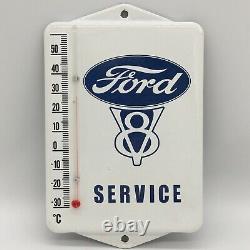 Vintage Ford Service Porcelain Metal Enamel Gas Station Thermometer 7.5 x 5 in