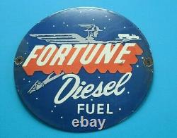 Vintage Fortune Gasoline Porcelain Gas Motor Diesel Service Station Pump Sign