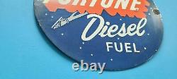 Vintage Fortune Gasoline Porcelain Gas Motor Diesel Service Station Pump Sign