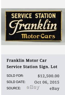 Vintage Franklin Motor Cars Service Station 26 Porcelain Metal Gas & Oil Sign