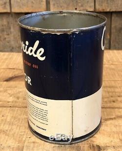 Vintage GULF GULFPRIDE Motor Oil 1 Qt Gas Service Station Tin Can Sign