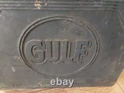 Vintage GULF Gas Service Station Hard Rubber Battery Service Kit & Tool Caddy