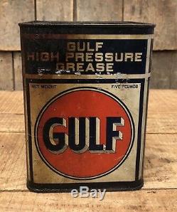 Vintage GULF gas Service Station HIGH PRESSURE GREASE 5 Lb Metal Can