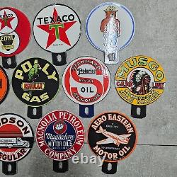 Vintage Gas Oil Porcelain Motor Car Gas Service Station License Ad Topper Sign