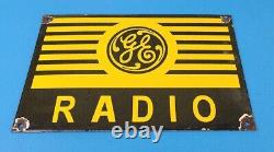 Vintage General Electric Radio Porcelain Gas Service Station Pump Plate Sign