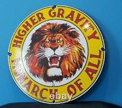 Vintage Gilmore Porcelain Lion Gravity Monarch Gas Oil Service Station Pump Sign