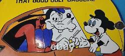 Vintage Good Gulf Gasoline Porcelain Gas Walt Disney Service Station Pump Sign