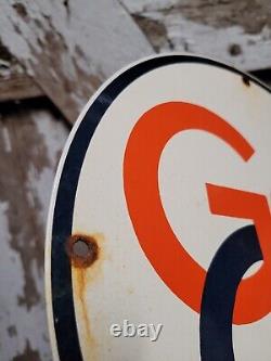 Vintage Good Gulf Porcelain Sign Oil Gas Station Service Pump Plate Garage Shop