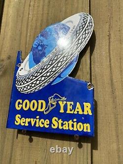 Vintage Good Year Porcelain Sign Gas Oil Old Service Station Auto Part Dealer